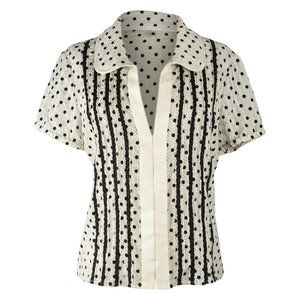 Marc Jacobs Top Black / Bone Polka Dot Silk 12 fits 8